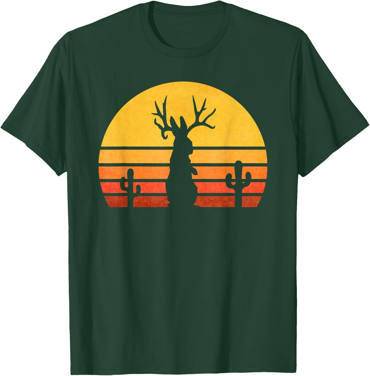 Retro Eighties Jackalope , Vintage Cryptid Rabbit T-Shirt - T-Shirt | Forest