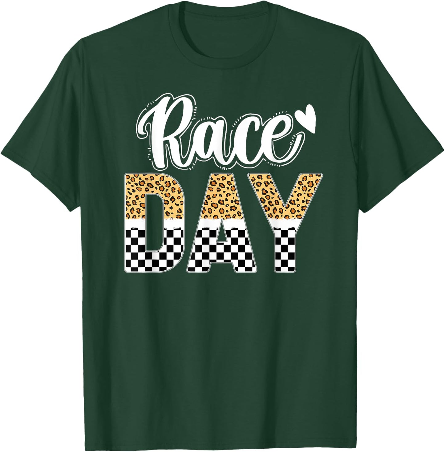 Race Day Leopard Car Race Day Checkered Flag Race Days T-Shirt - T-Shirt | Forest