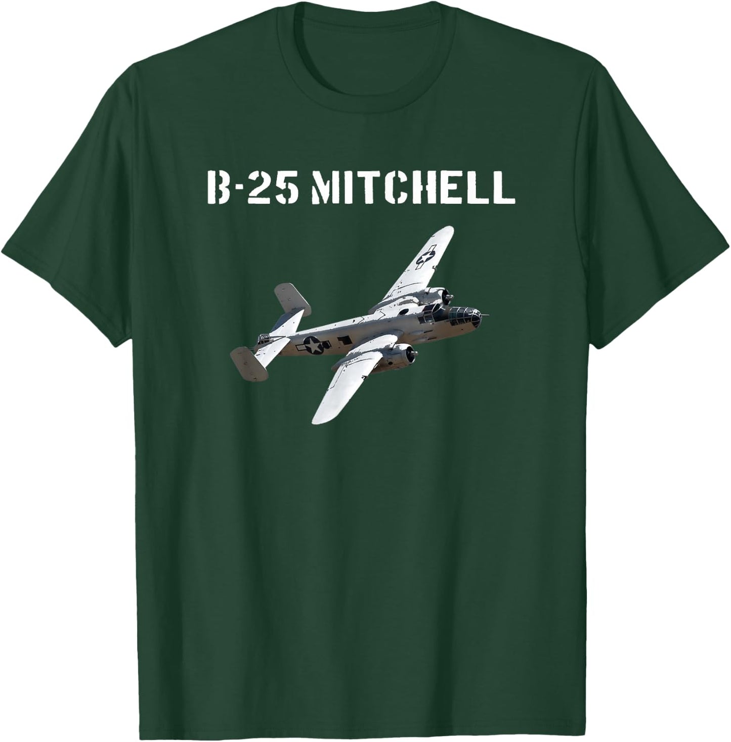 B-25 Mitchell Bomber Plane WW2 Vintage T-Shirt - T-Shirt | Forest