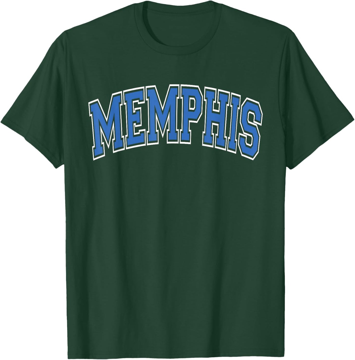 Memphis Arched Blue Text T-Shirt - T-Shirt | Forest