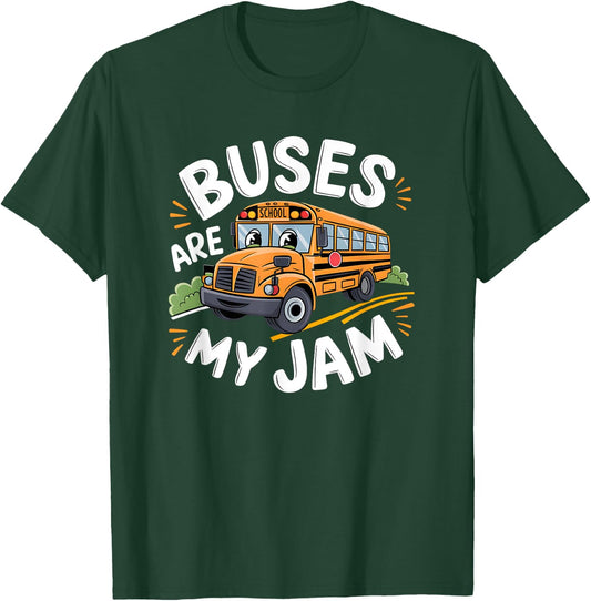 Kids Toddler funny School Bus Boys Buses are my Jam T-Shirt - T-Shirt | Forest