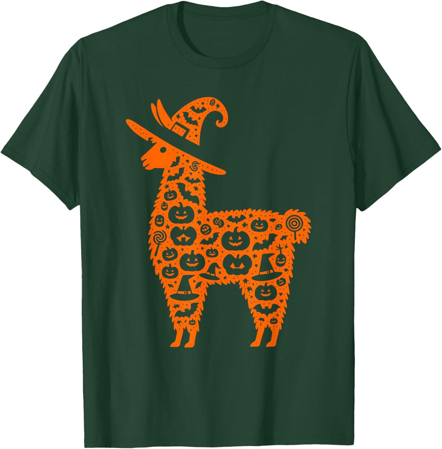 Funny Pumpkin Llama Candy Halloween Kids T-Shirt - T-Shirt | Forest