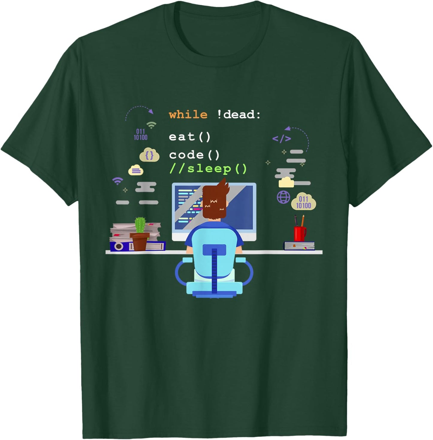 Eat Sleep Code Computer Science Programming Shirt T-Shirt - T-Shirt | Forest