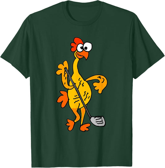 SmileteesSportsa Funny Rubber Chicken Playing Golf T-Shirt - T-Shirt | Forest