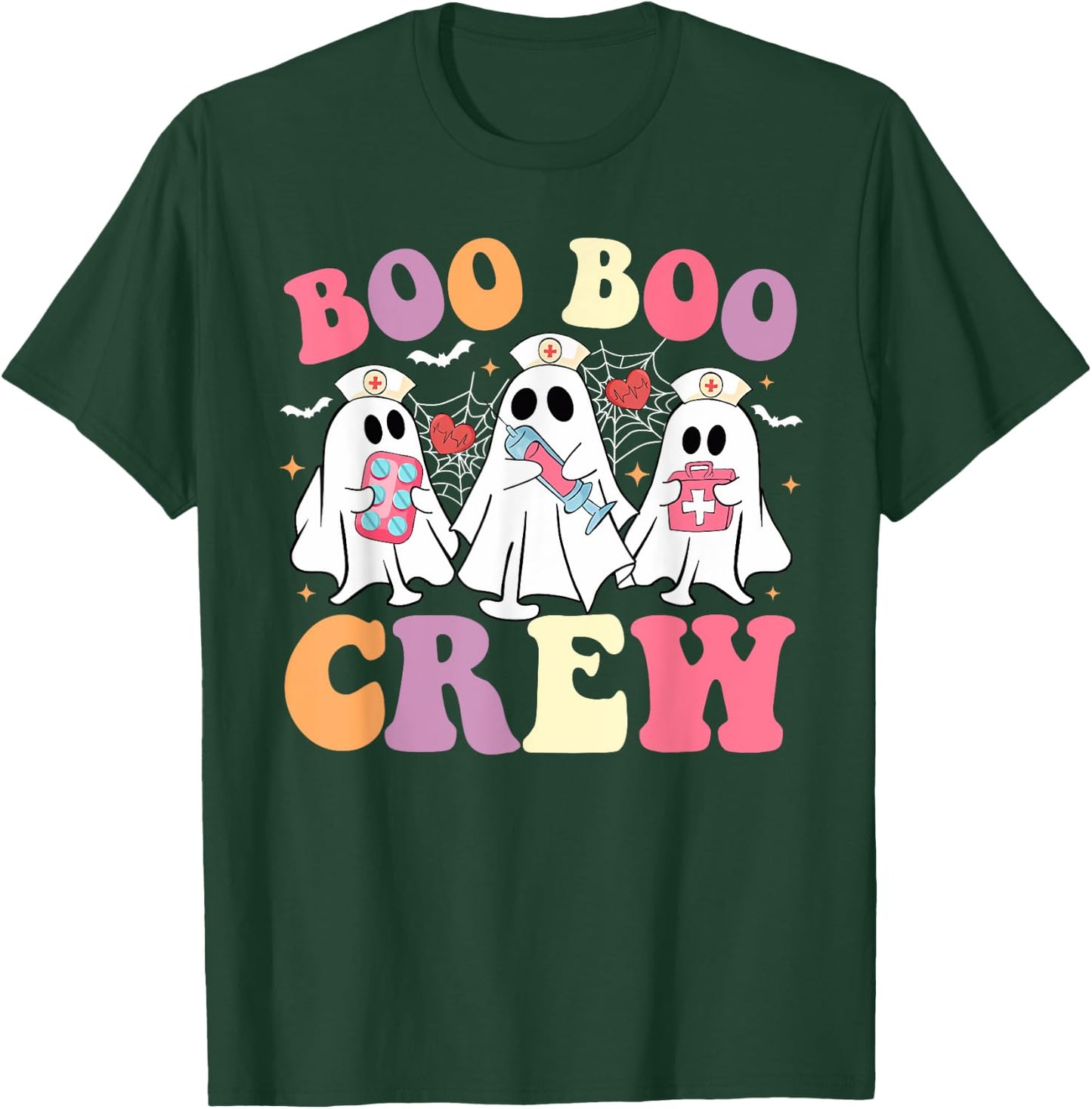 Funny Boo Boo Crew Halloween Costume Nurse Spooky Ghost T-Shirt - T-Shirt | Forest