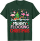 Flamingo Noel Hats Dancing On Snow Merry Flocking Christmas T-Shirt - T-Shirt | Forest