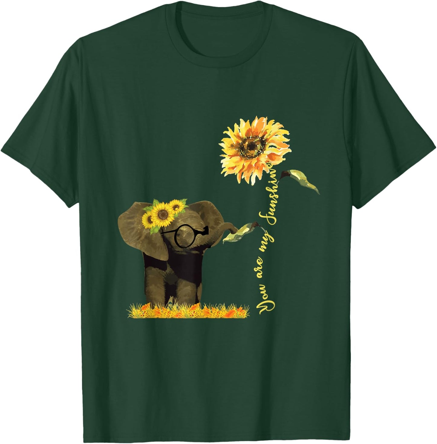 Motivational You Are Sunshine Elephant Sunflower Women Men T-Shirt - T-Shirt | Forest