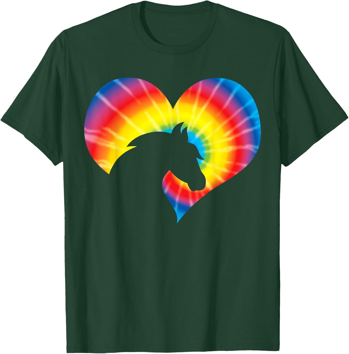 Horse Heart Silhouette For Cowgirl Equestrian Graphic Print T-Shirt - T-Shirt | Forest
