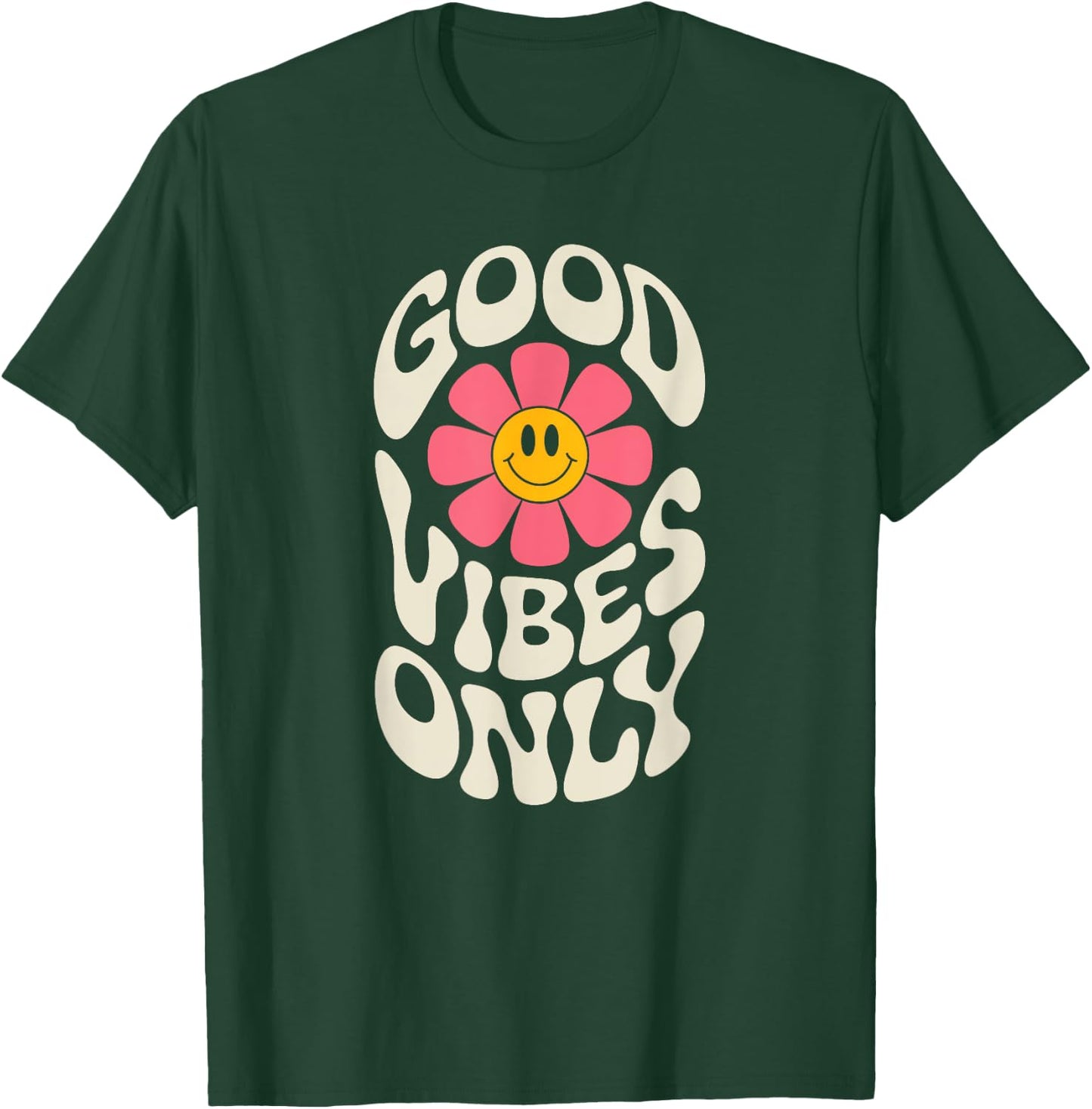 Good Vibes Only Flower Motivational Inspirational Boys Girls T-Shirt - T-Shirt | Forest