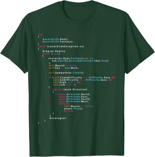 Is This The Real Life Coding Programming Shirt Color T-Shirt - T-Shirt | Forest