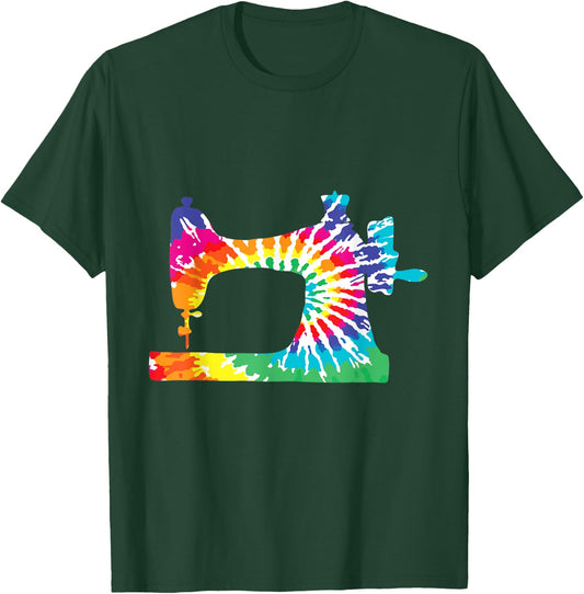 Retro Hippie Rainbow Sewing Machine Tie Dye Seamstress T-Shirt - T-Shirt | Forest