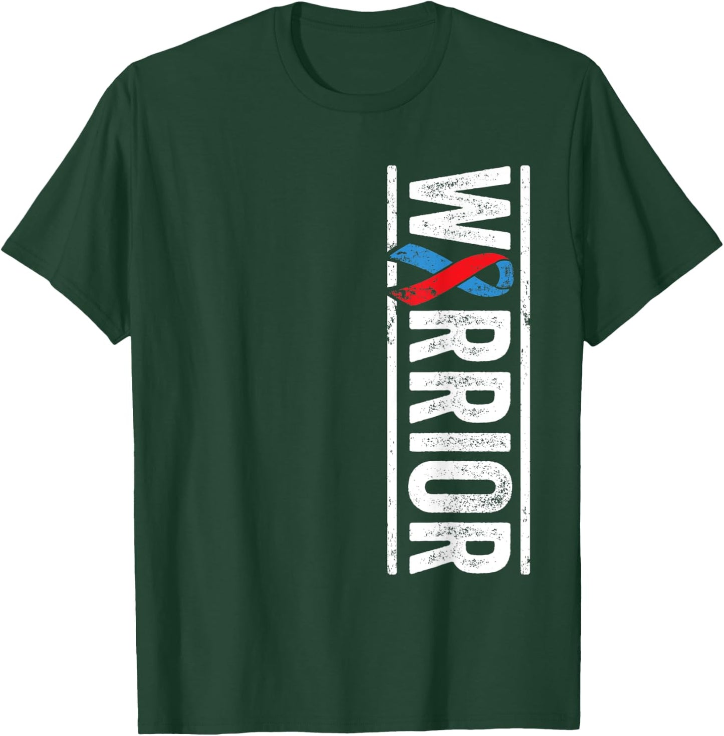 Pulmonary Fibrosis Warrior - PF Red Blue Awareness Ribbon T-Shirt - T-Shirt | Forest