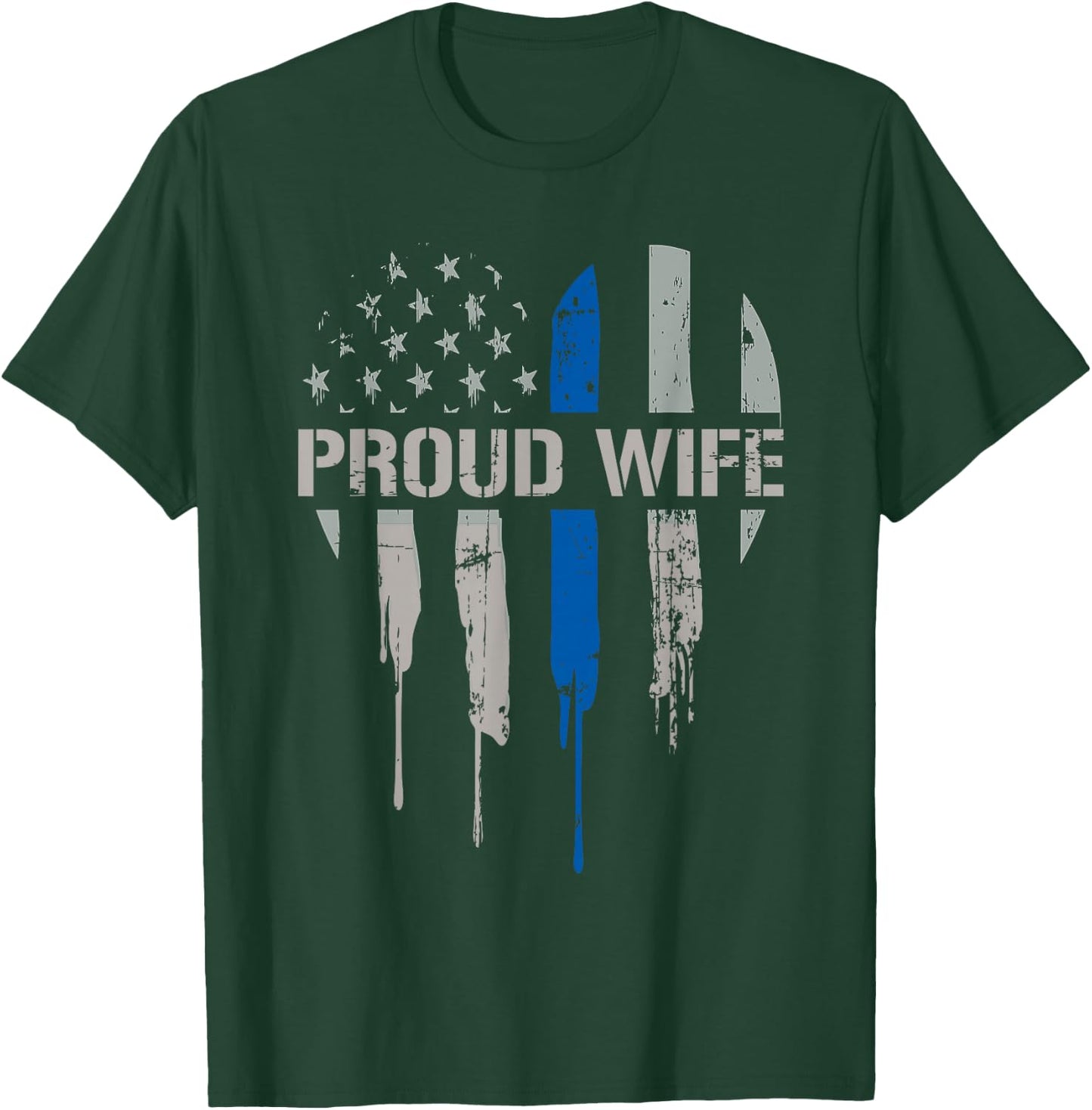 Police Wife Thin Blue Line Law Enforcement Support Family T-Shirt - T-Shirt | Forest