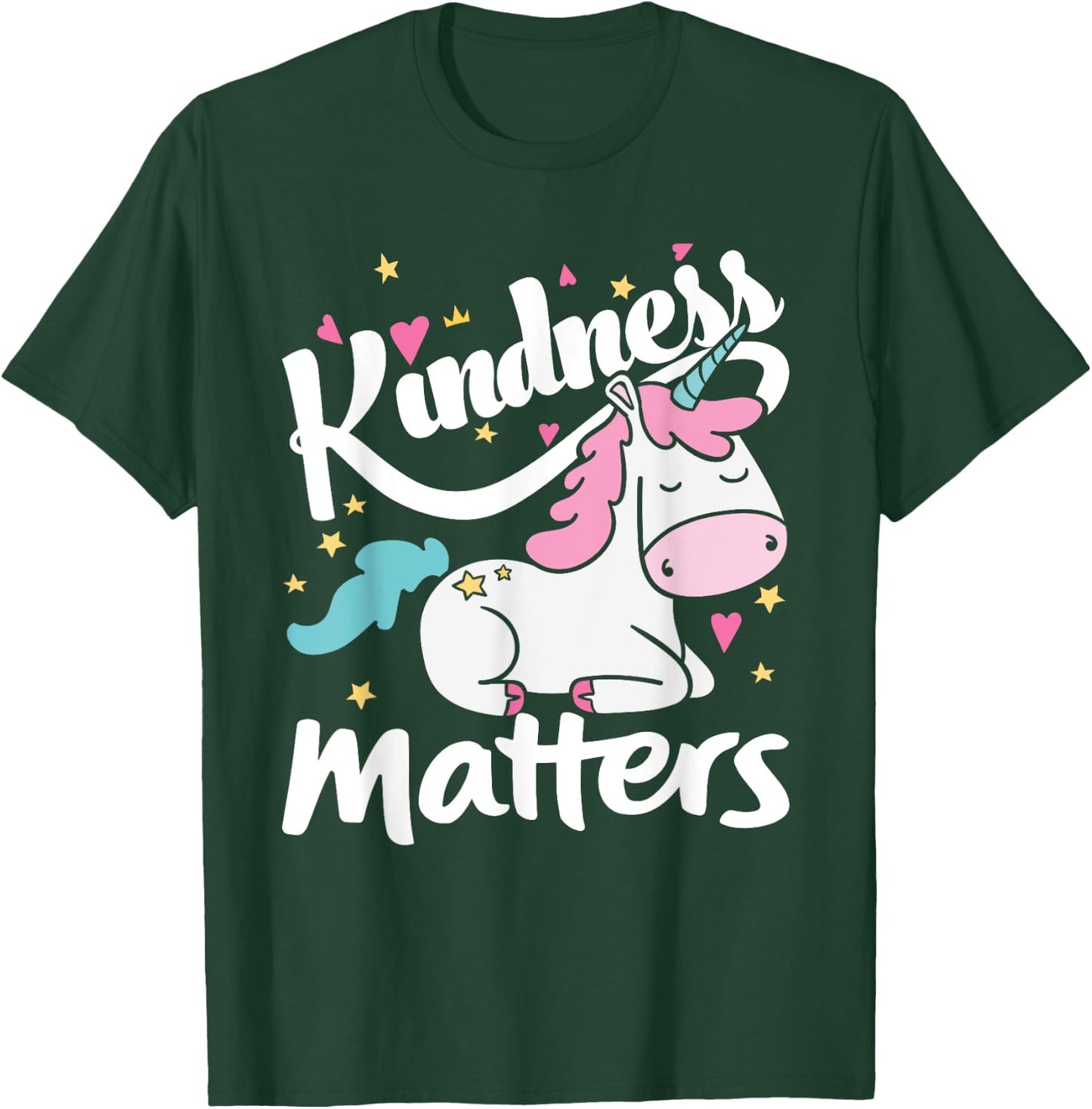 Kindness Matters Unicorn Be Kind Stop Bullies Be Love T-Shirt - T-Shirt | Forest