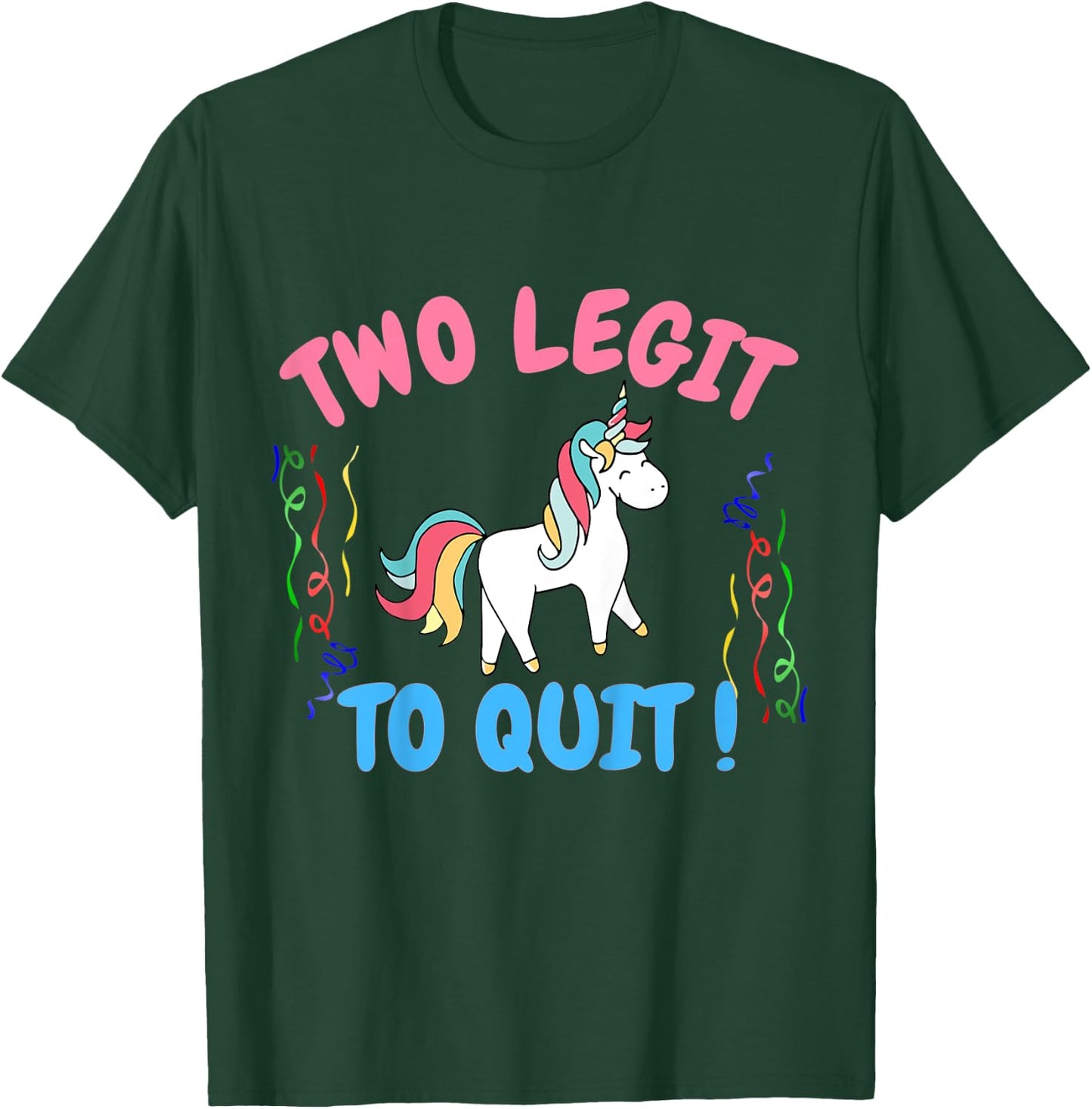Kids Two Legit To Quit Funny 2nd Birthday Gift Unicorn T-Shirt - T-Shirt | Forest