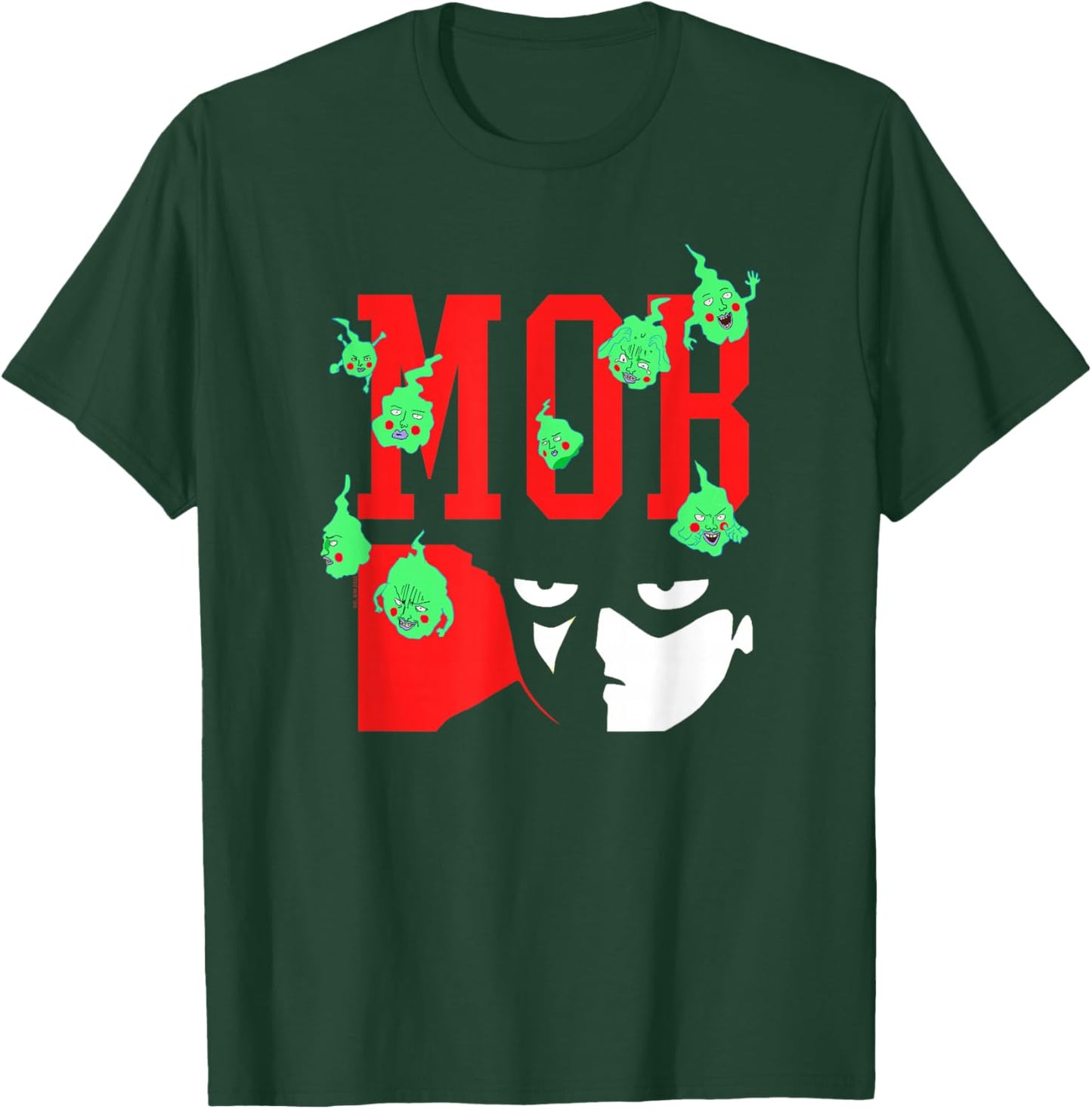 Mob Psycho 100 Mob Eyes with Green Ghost Anime T-Shirt - T-Shirt | Forest