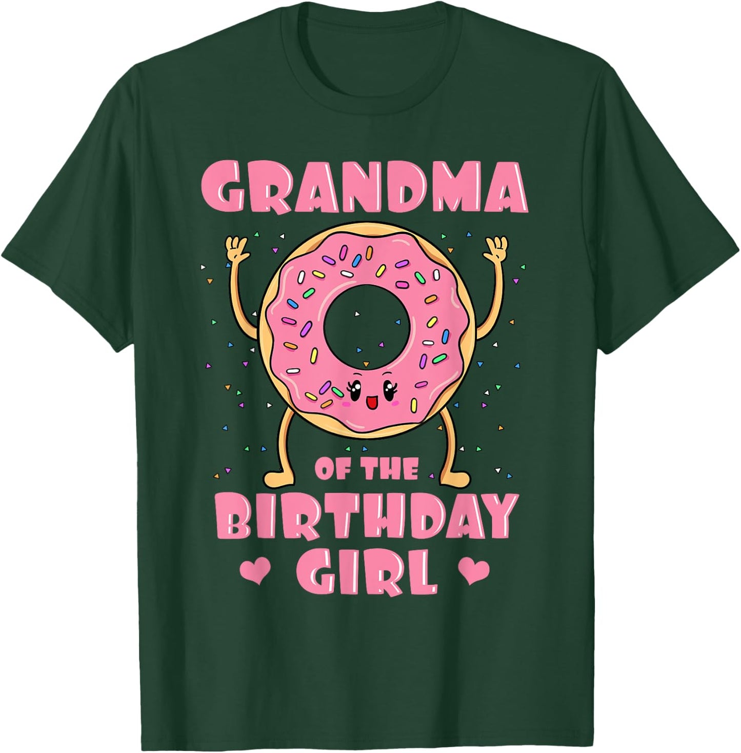 Grandma Of The Birthday Girl Doughnut Dessert Granny T-Shirt - T-Shirt | Forest