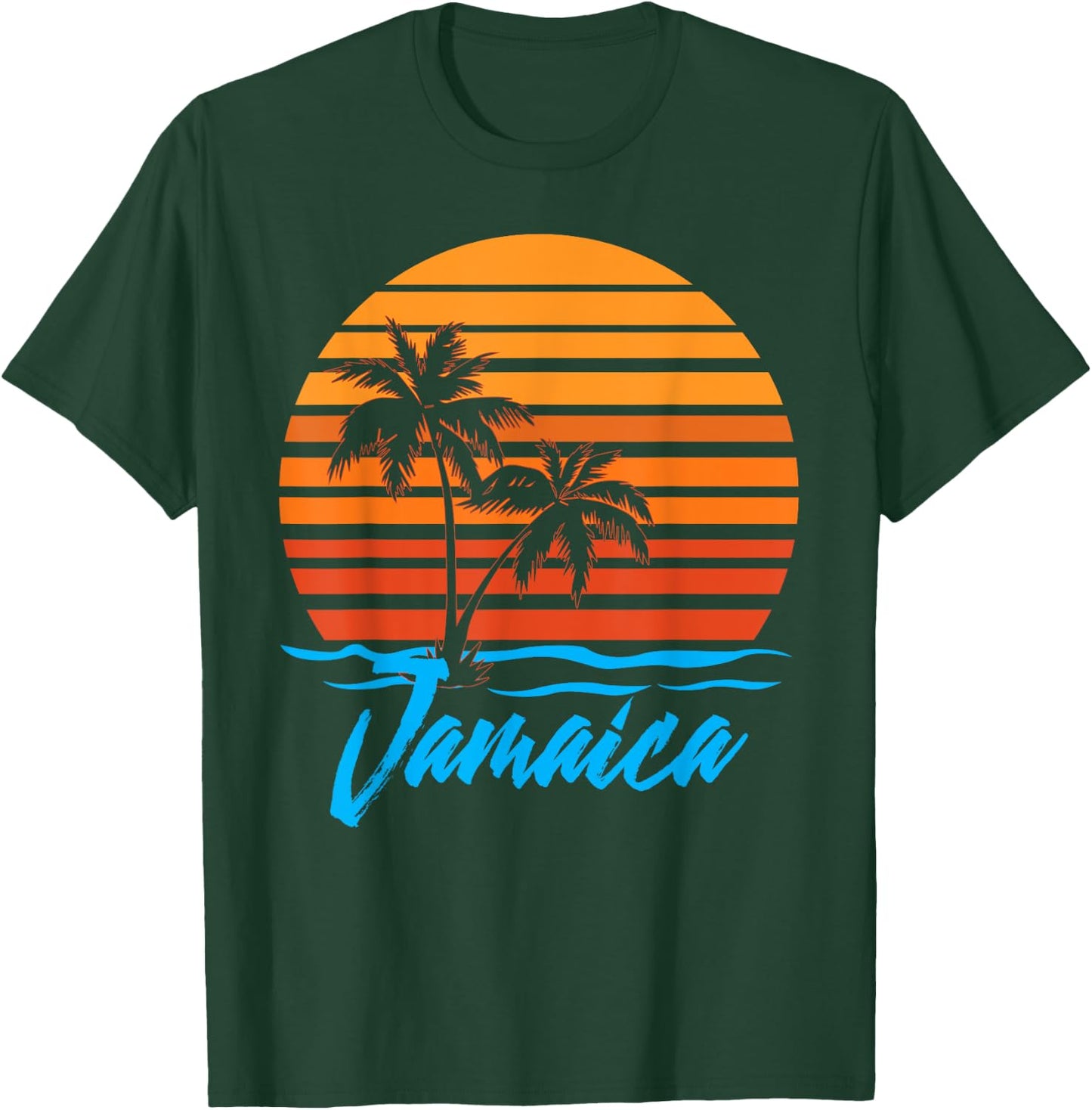 Jamaica Sunset Palm Trees Beach Vacation Tourist Gifts Men Women Kids T-Shirt - T-Shirt | Forest