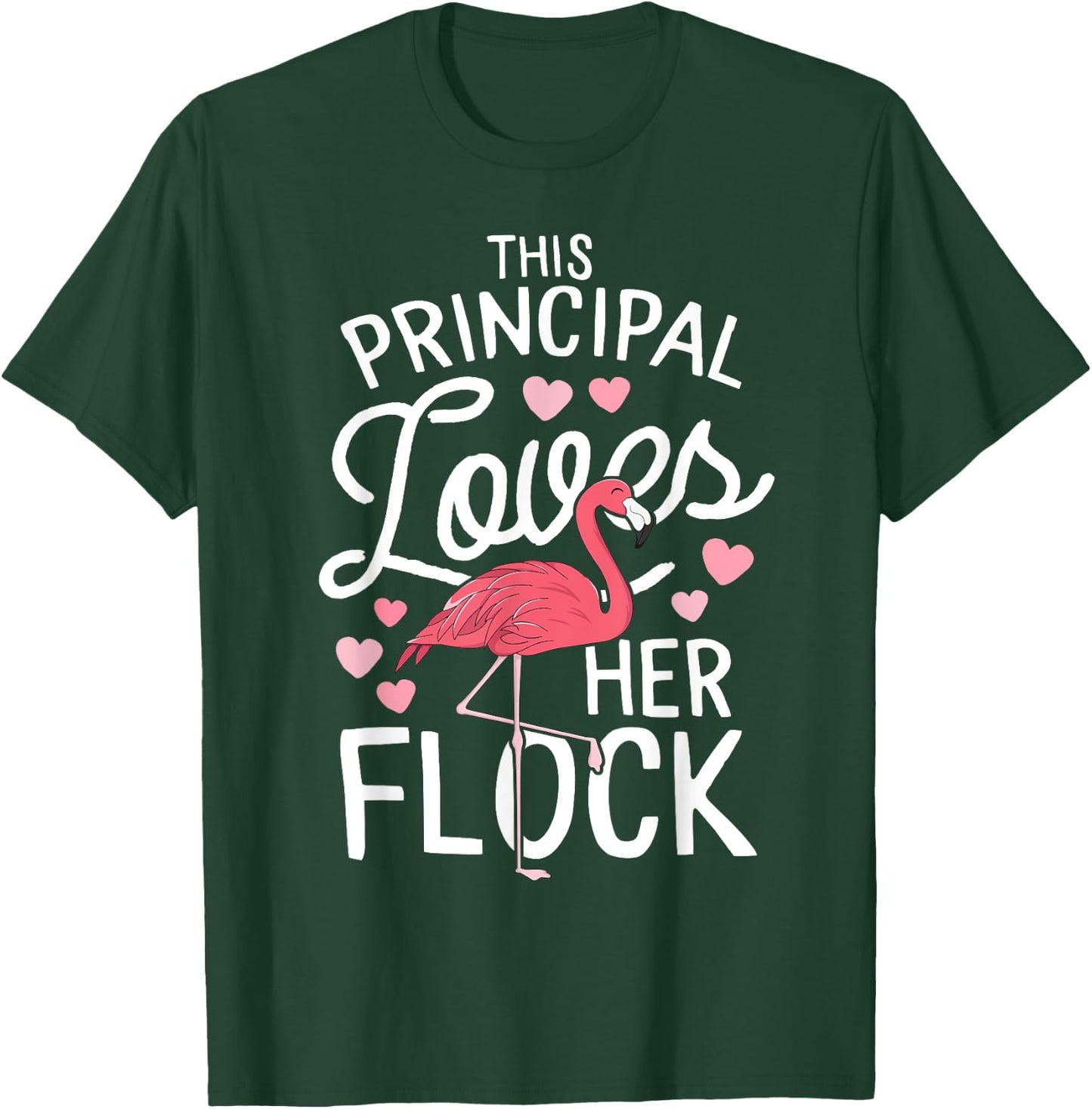 This Principal Loves Her Flock Flamingo Teacher School Gift Men Women Kids T-Shirt - T-Shirt | Forest