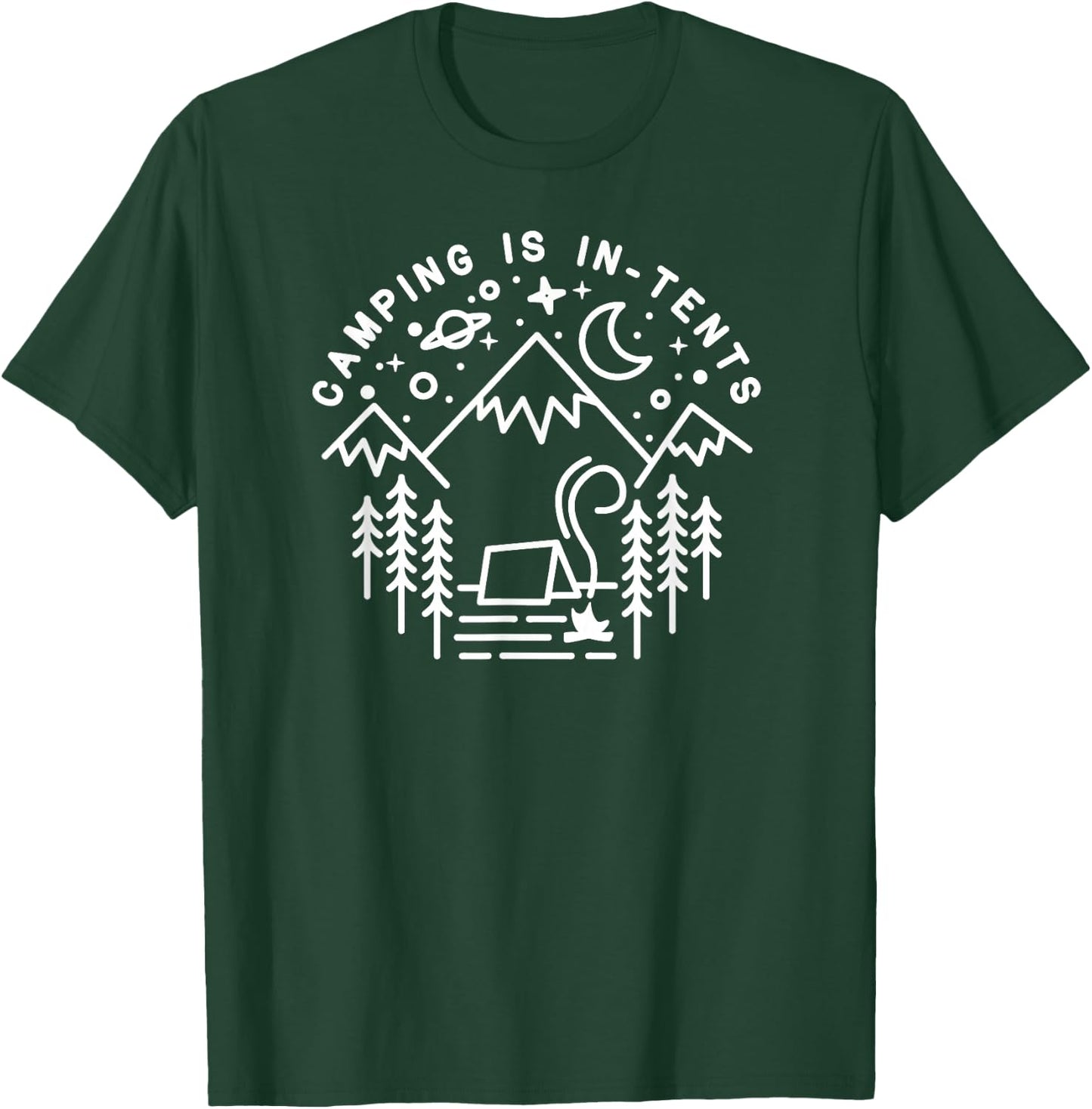 Camping is In-Tents Line Art Funny Outdoors Hiking Gift T-Shirt - T-Shirt | Forest