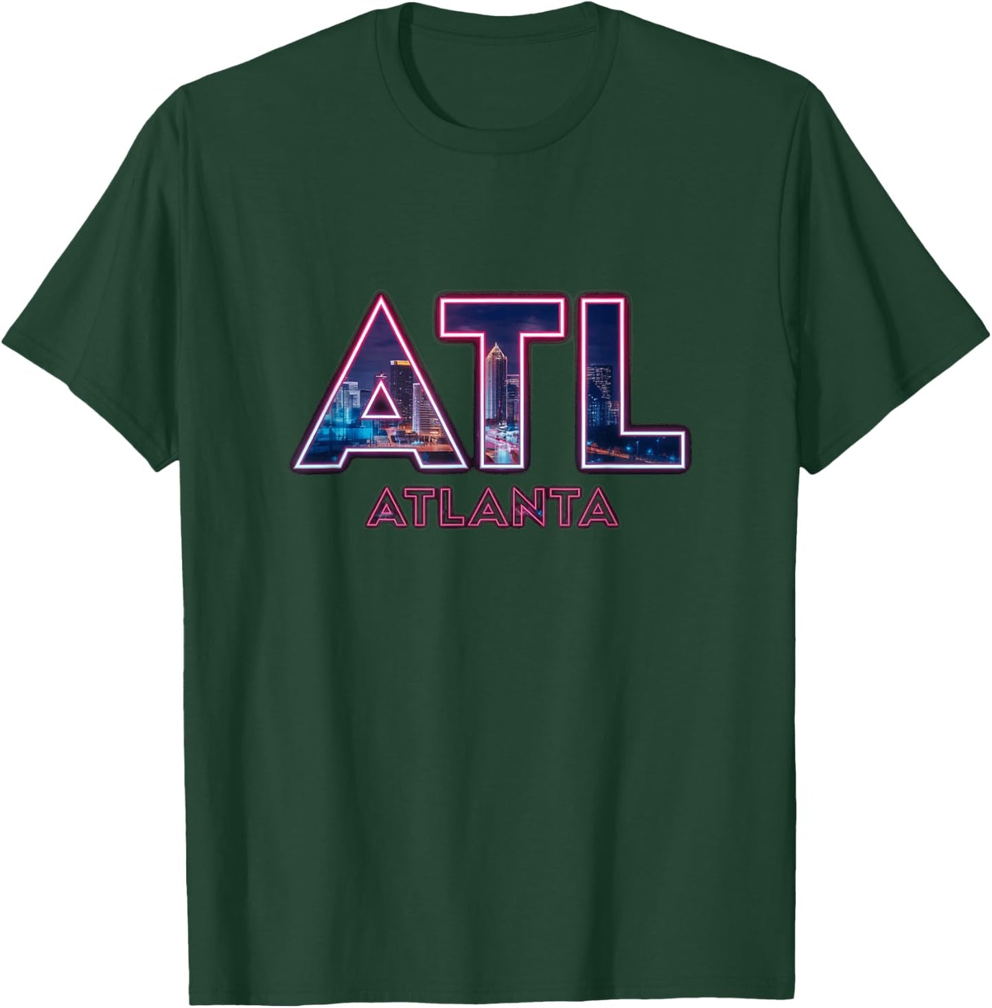 Atlanta ATL City Skyline Design T-Shirt - T-Shirt | Forest