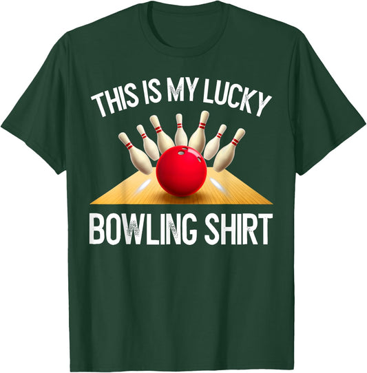 Funny LUCKY BOWLING Team Vintage Retro Gift T-Shirt - T-Shirt | Forest