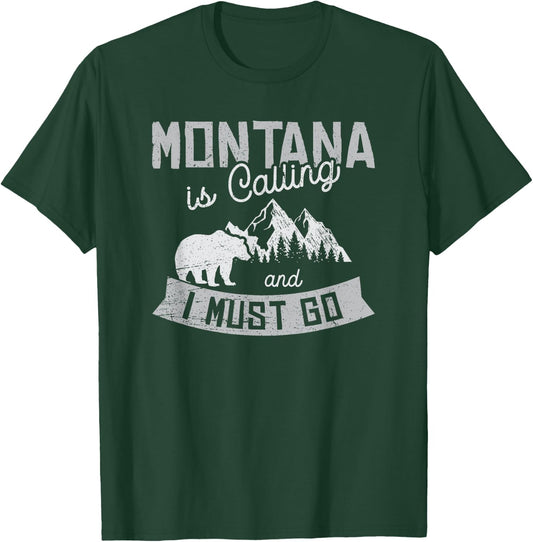 Montana Is Calling Big Sky Grizzly Wilderness Adventure T-Shirt - T-Shirt | Forest