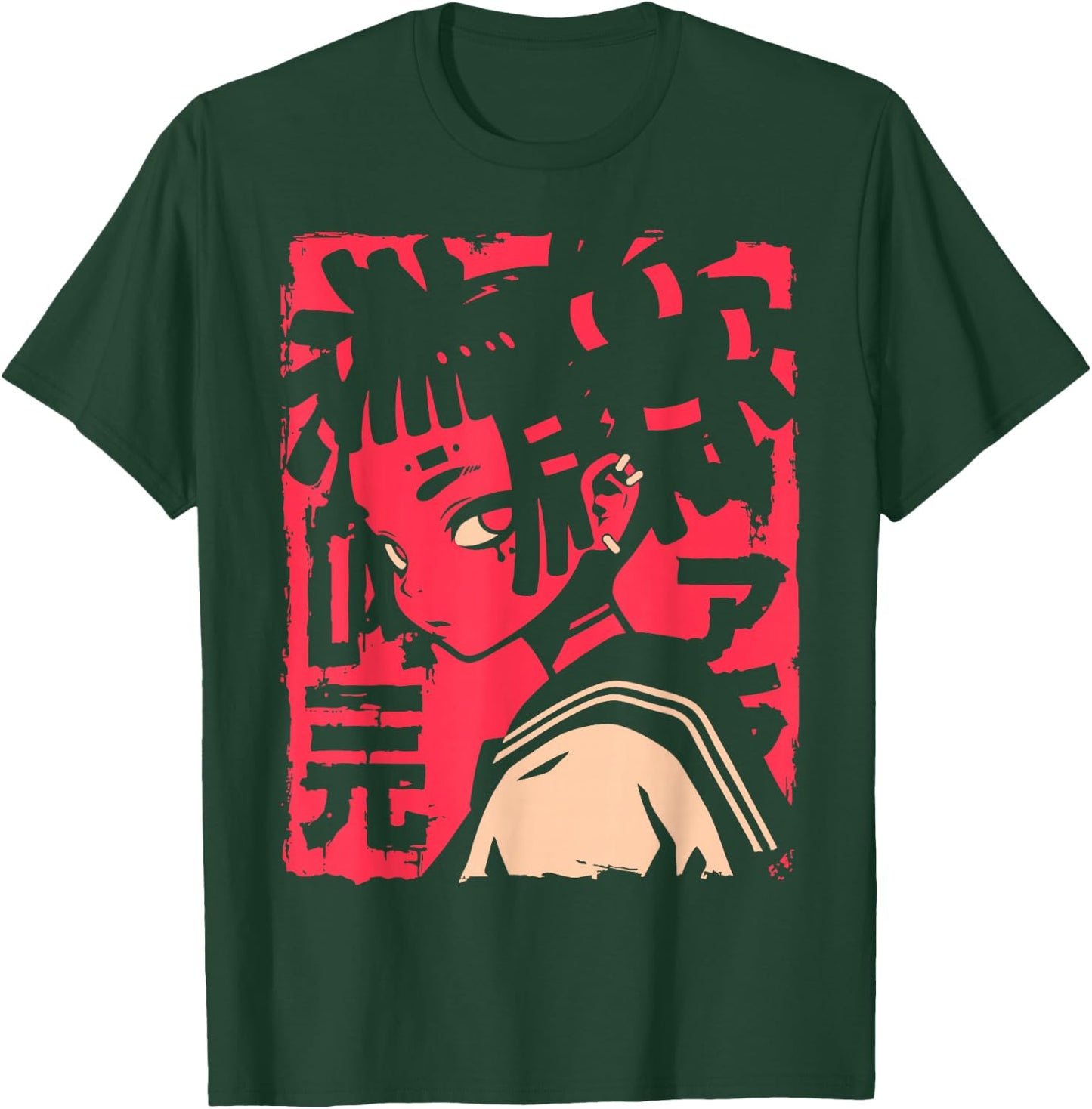 Harajuku Cyberpunk Black Girl Anime Manga Waifu Japanese T-Shirt - T-Shirt | Forest