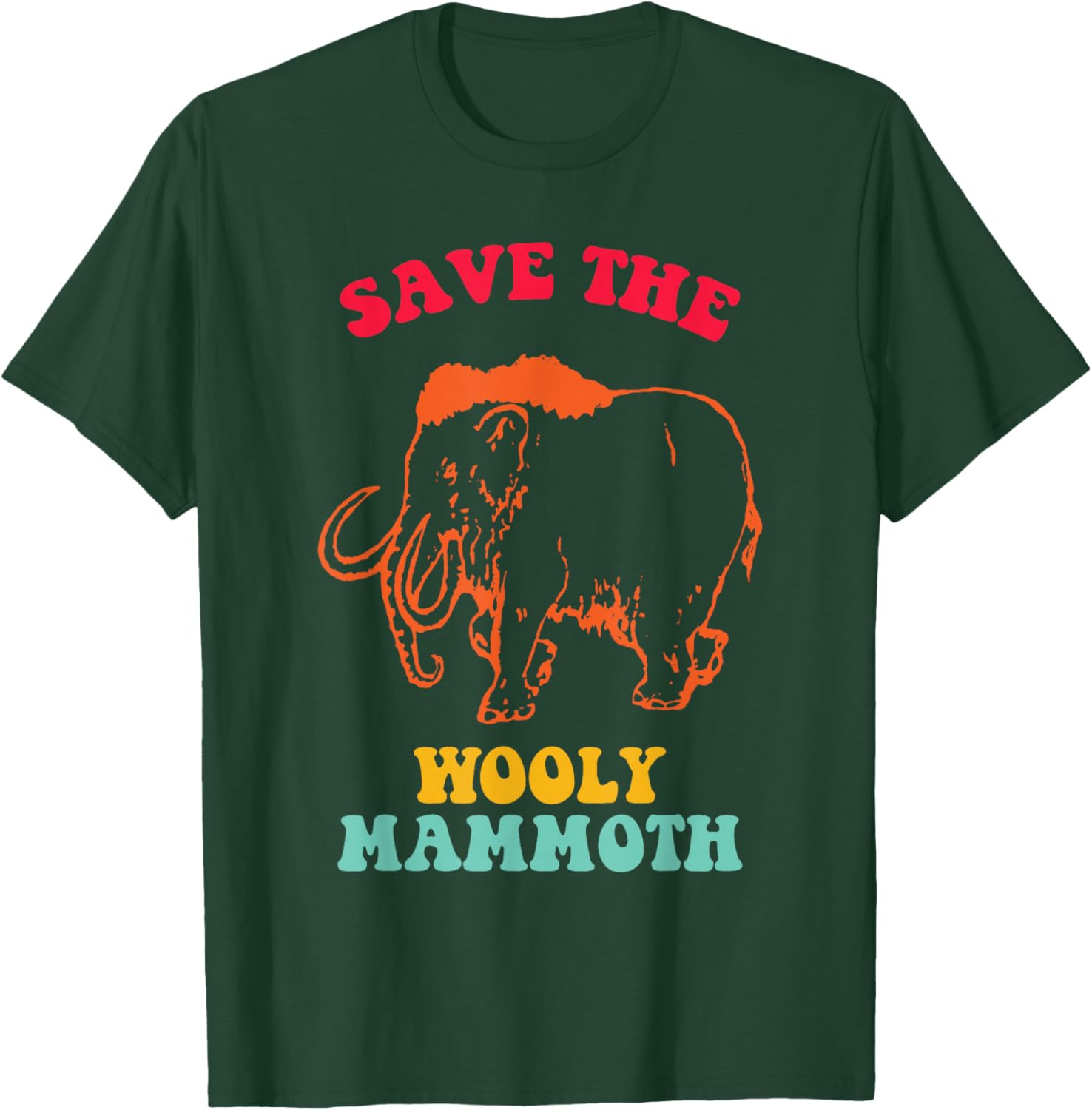 Save The Wooly Mammoth Retro Vintage T-Shirt - T-Shirt | Forest