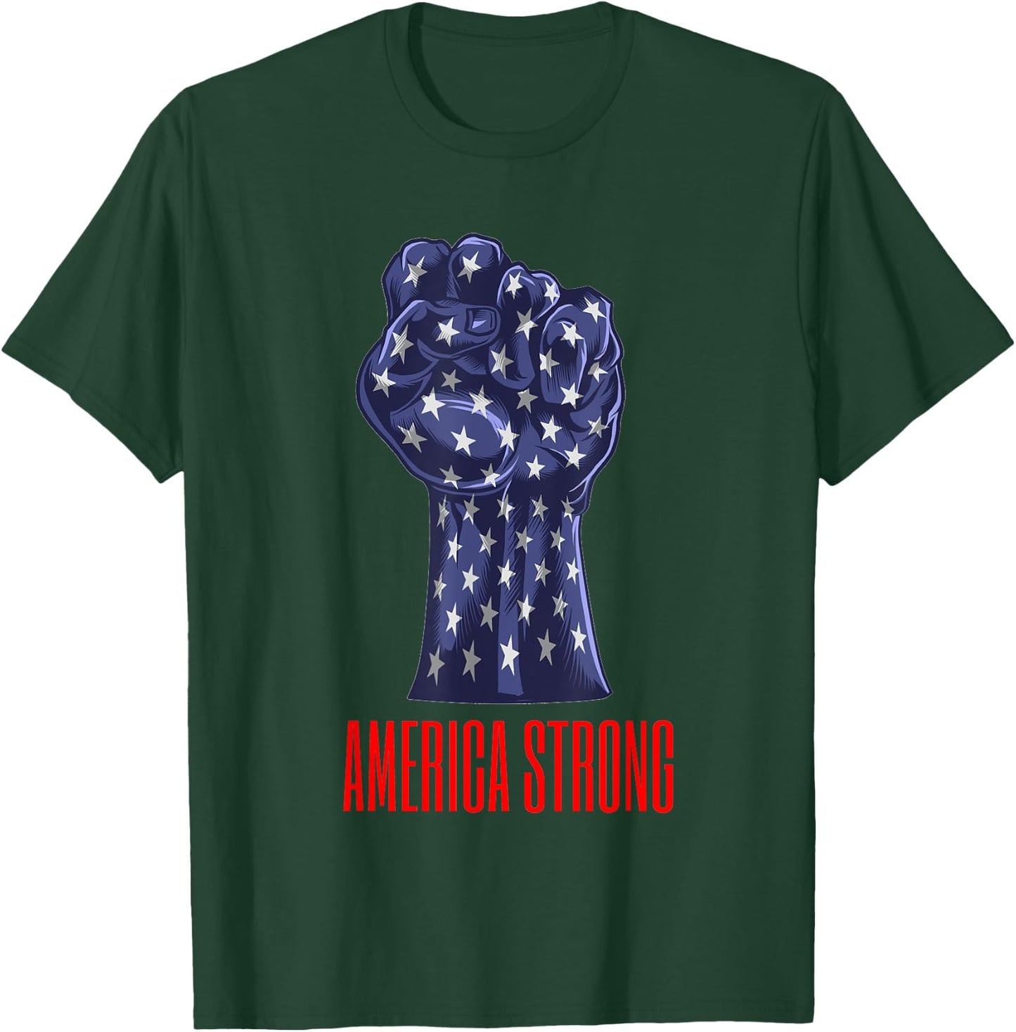 America Strong Fist Pump American Flag Old Glory Pride Kids Men T-Shirt - T-Shirt | Forest