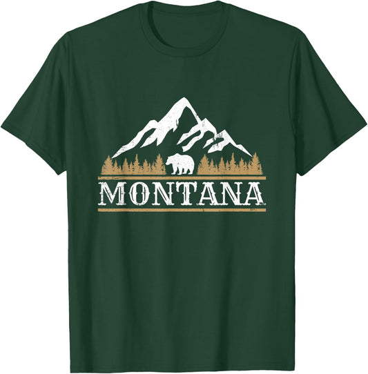 Rugged Montana Mountain Bear Outdoor Hiking Adventure T-Shirt - T-Shirt | Forest