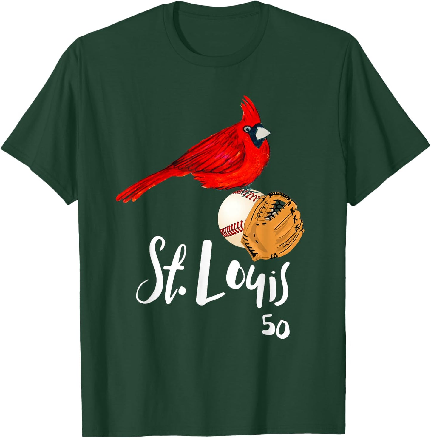Saint Louis Red Cardinal Number 50 Baseball Art T-Shirt - T-Shirt | Forest