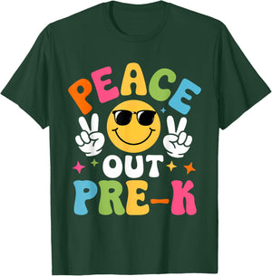 Last Day of School Pre-K Funny Peace Out Teacher Boys Girls T-Shirt - T-Shirt | Forest
