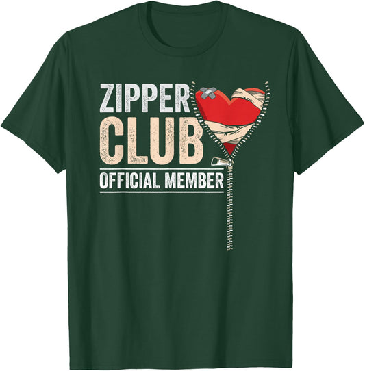 Open Heart Surgery Survivor Zipper Club Member Get Well Gift T-Shirt - T-Shirt | Forest