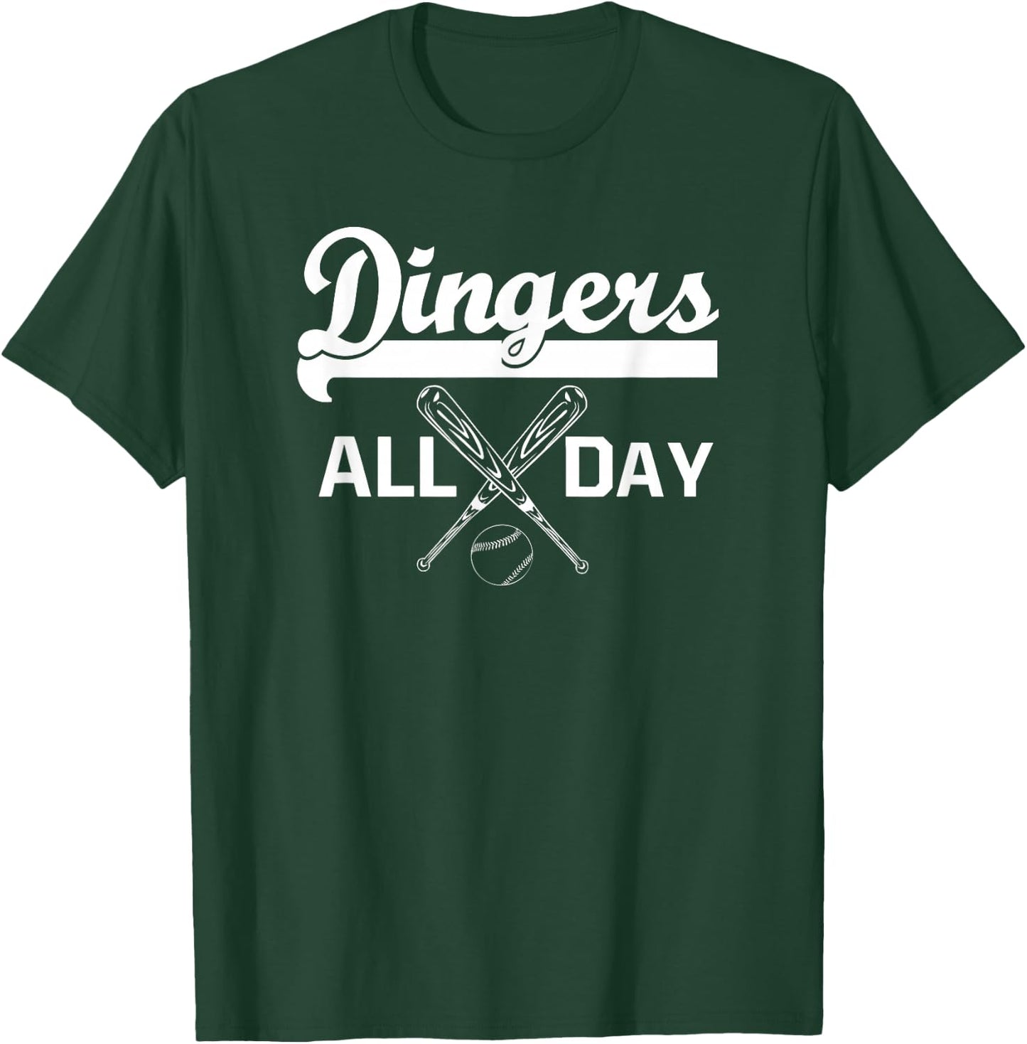Dingers All Day Baseball Mom and Dad Funny Shirt Gift T-Shirt - T-Shirt | Forest