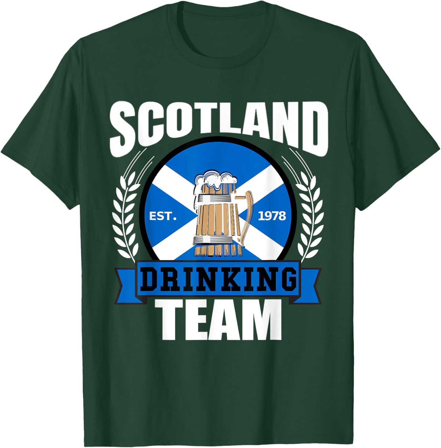 Scotland Drinking Team Funny Scottish Flag Beer Saltire Gift T-Shirt - T-Shirt | Forest