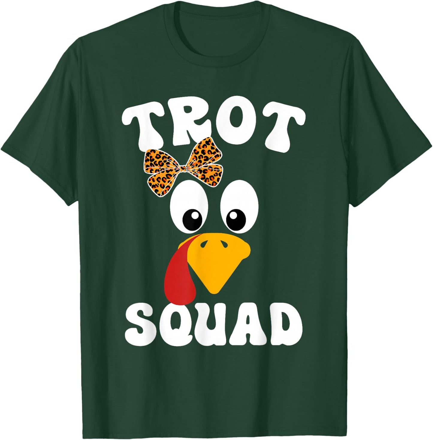 Thanksgiving Leopard Coquette Bow Running Turkey Trot Squad T-Shirt - T-Shirt | Forest
