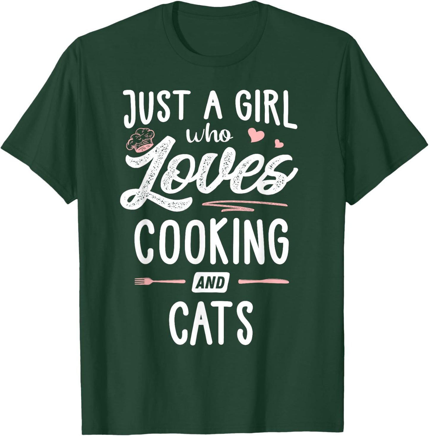 Just A Girl Who Loves Cooking And Cats Gift Women T-Shirt - T-Shirt | Forest