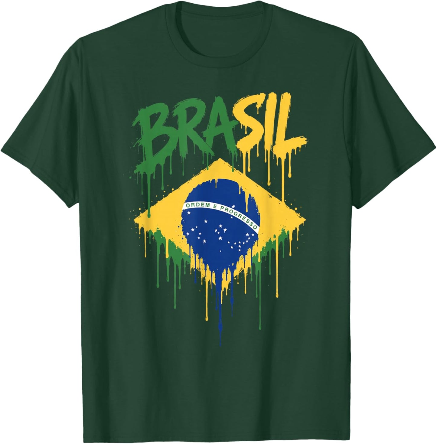 Brasil with Brazilian Flag Colors Men, Women & Kids Brazil T-Shirt - T-Shirt | Forest