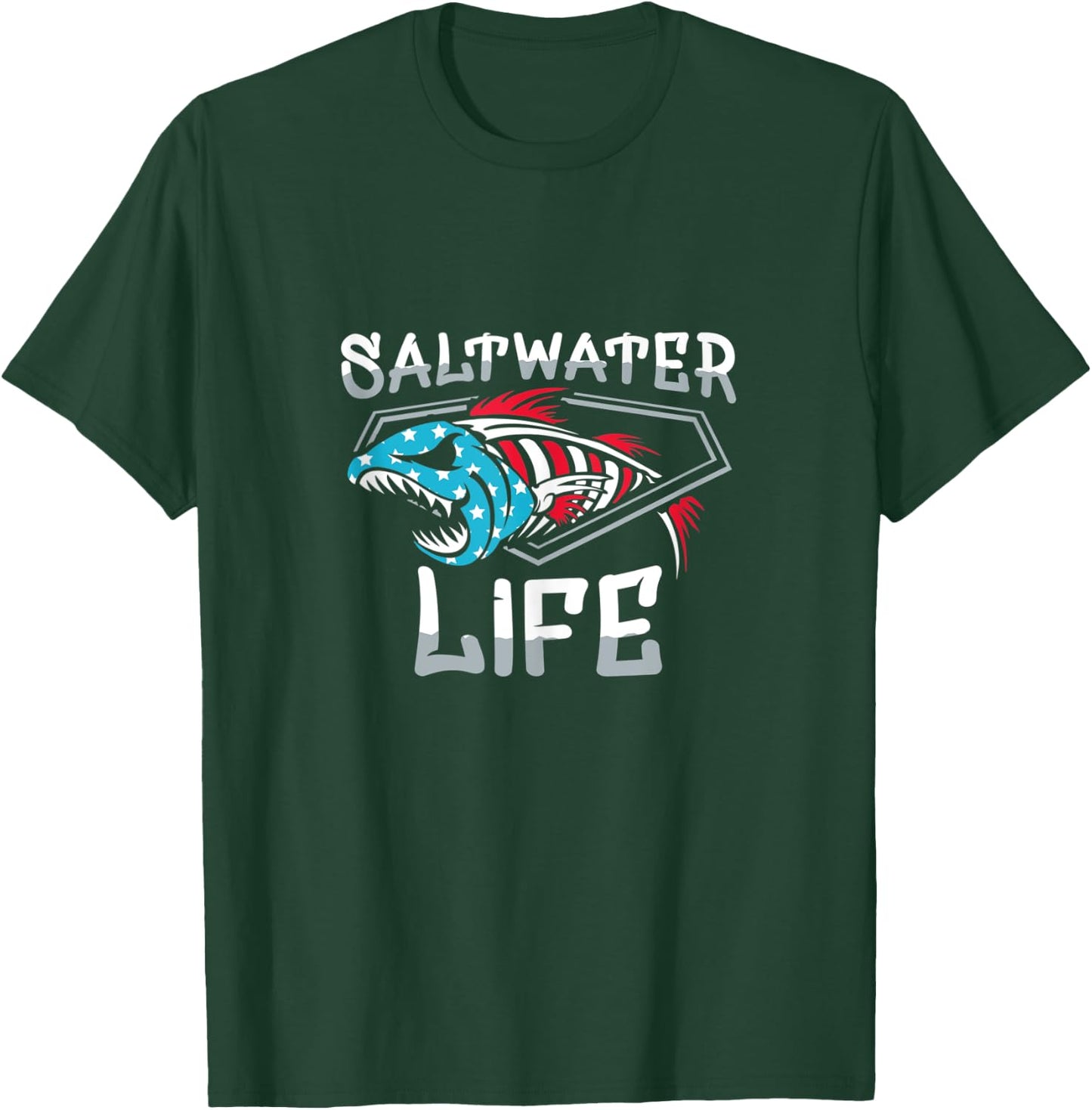 Saltwater Life Fishing T-Shirt - T-Shirt | Forest