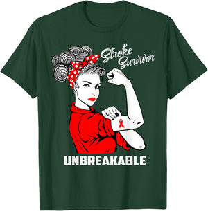 Stroke Survivor Unbreakable Stroke Awareness Gift T-Shirt - T-Shirt | Forest