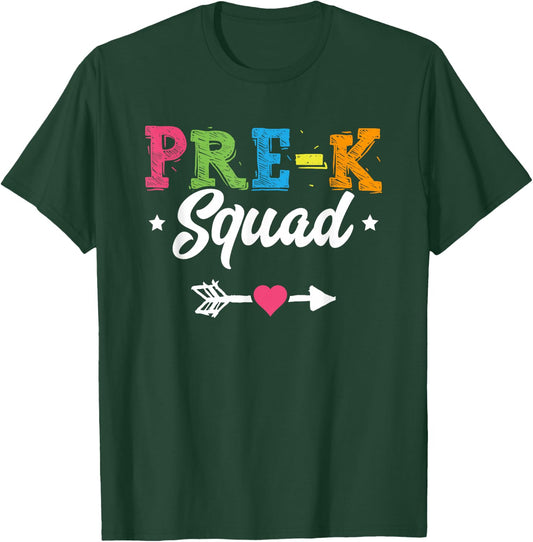Pre-K Squad Teacher Student Kids Preschool Back To School T-Shirt - T-Shirt | Forest