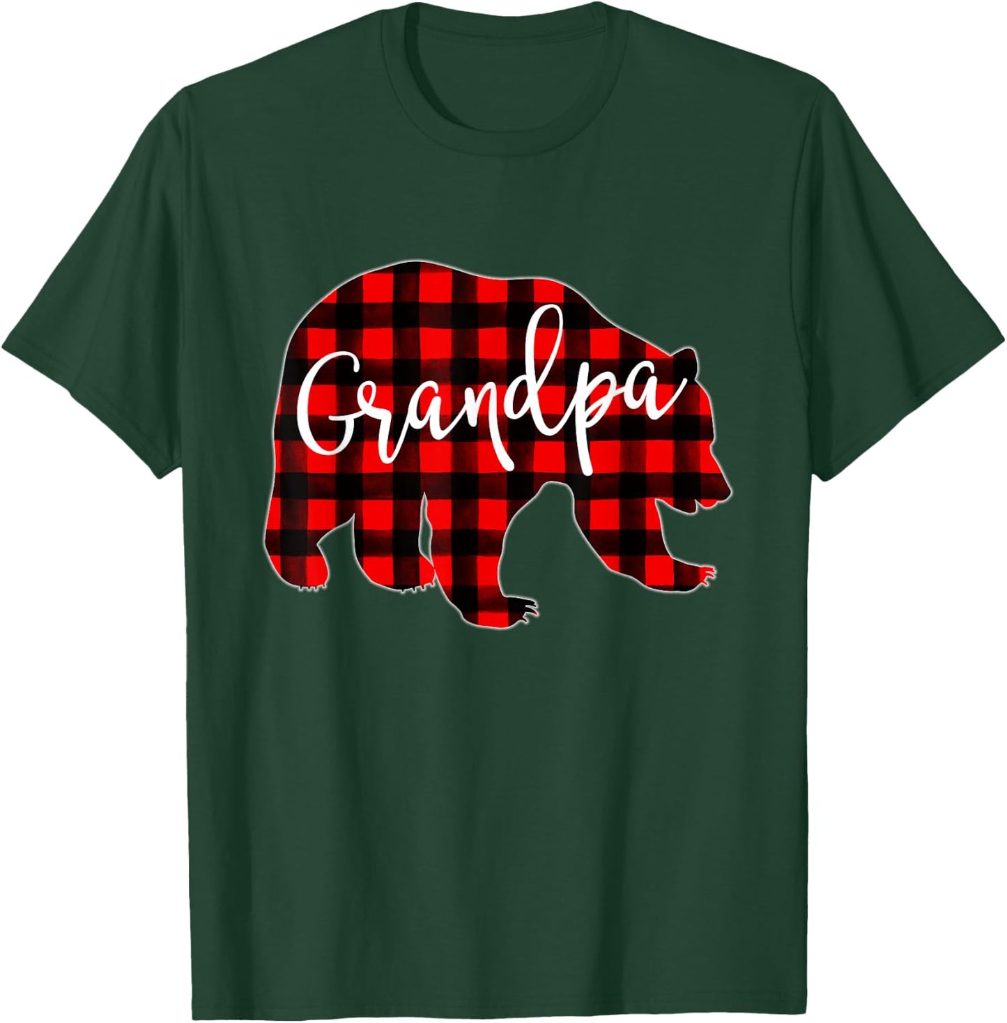 Red Plaid Grandpa Bear Matching Family Christmas Eve Buffalo T-Shirt - T-Shirt | Forest