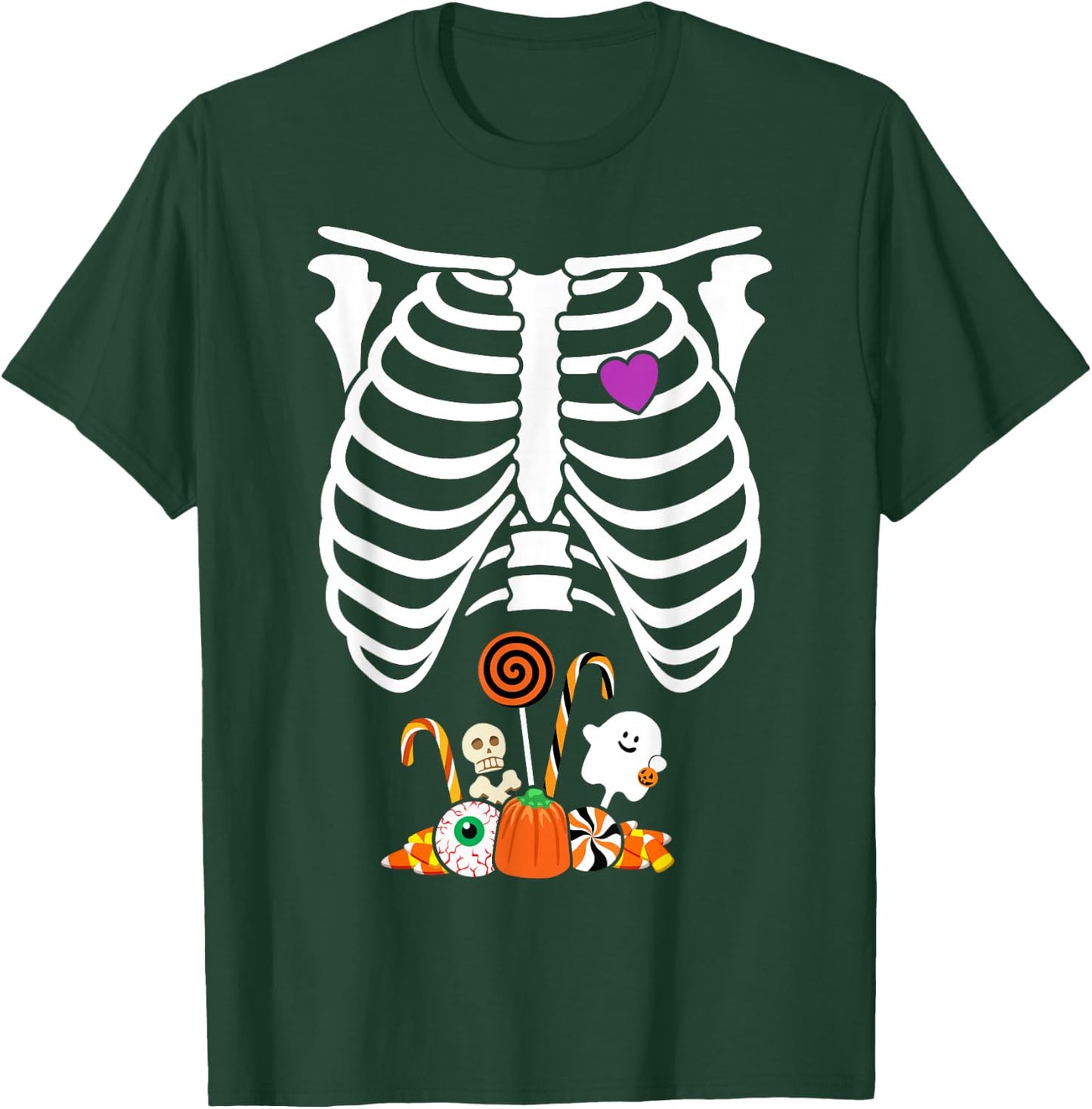 Halloween Candy Skeleton Rib Cage X-Ray Funny T-Shirt - T-Shirt | Forest