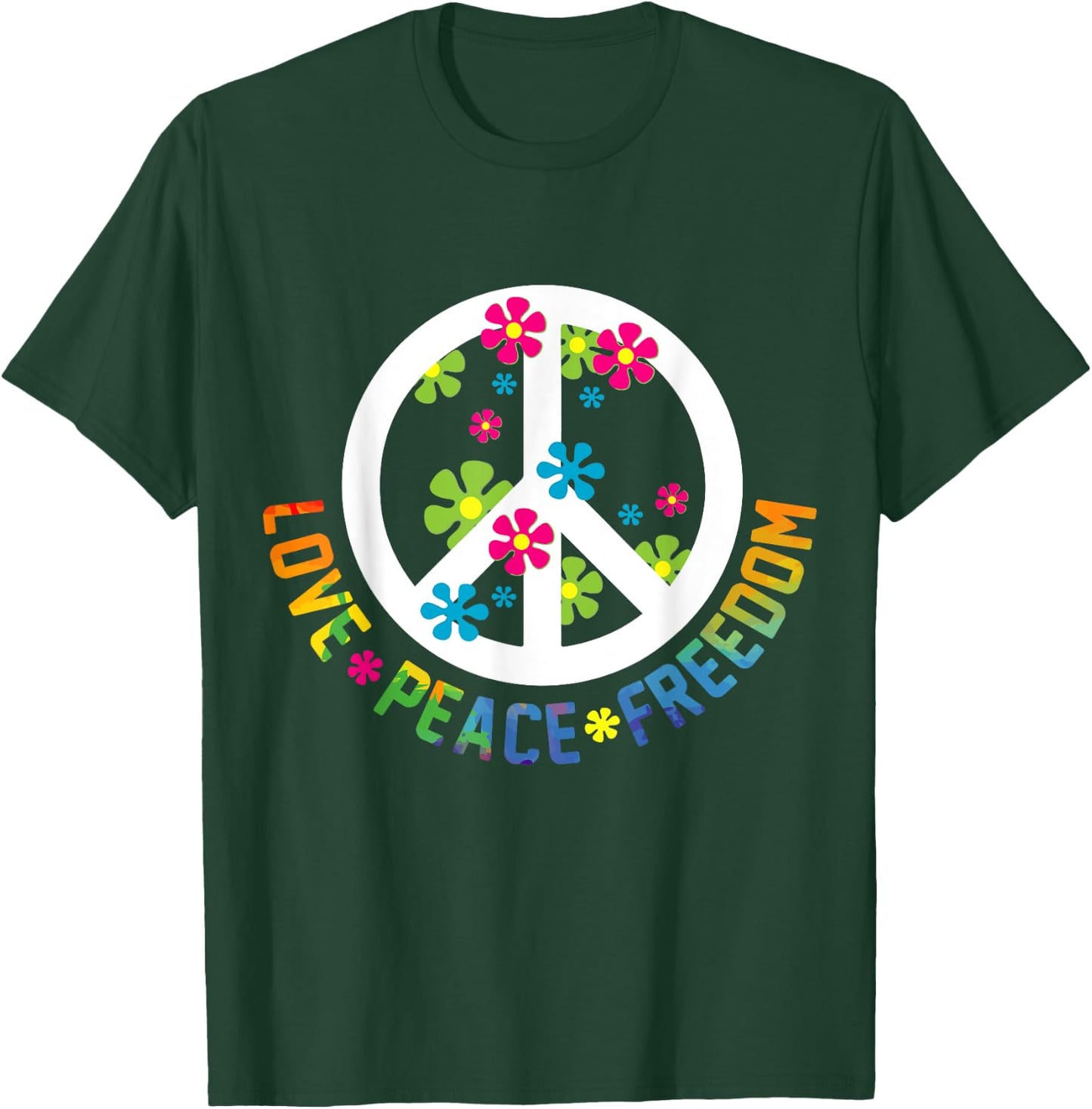 Peace Love Hippie Costume Tie Die 60s 70s Yoga Outfit Gift T-Shirt - T-Shirt | Forest