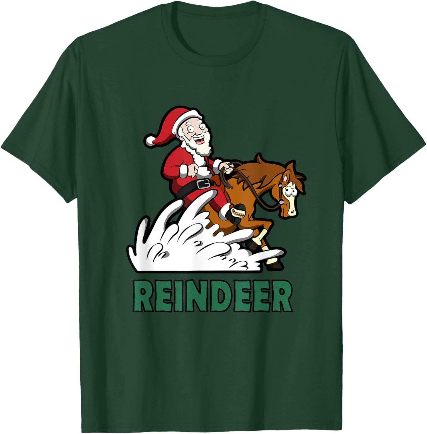 Reindeer Santa on a Reining Horse T-Shirt - T-Shirt | Forest