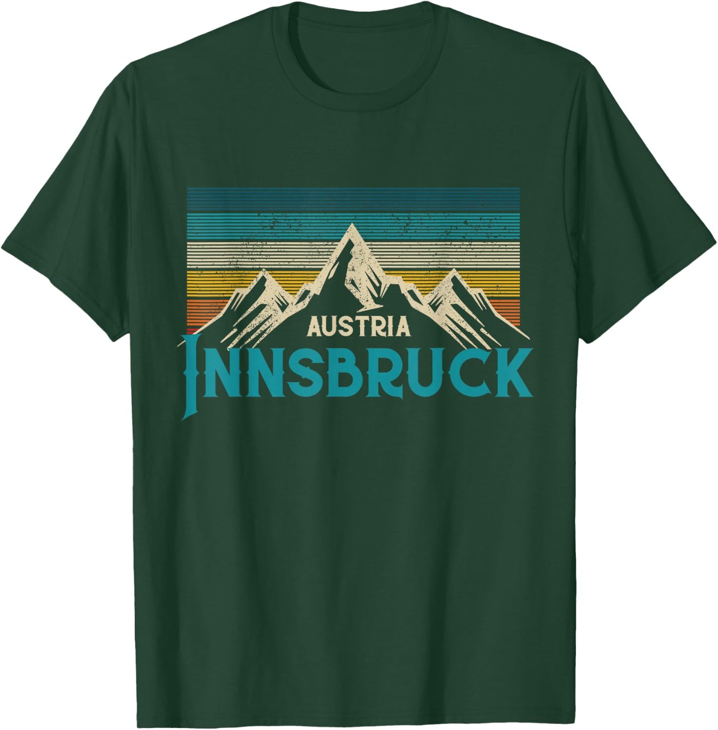 Innsbruck Austria Vintage Mountains Alps Ski Souvenir T-Shirt - T-Shirt | Forest