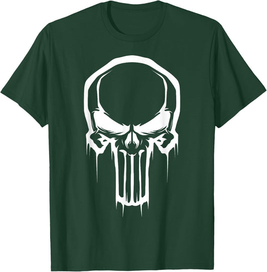 Marvel Painted Negative Space Punisher Logo Graphic T-Shirt - T-Shirt | Forest