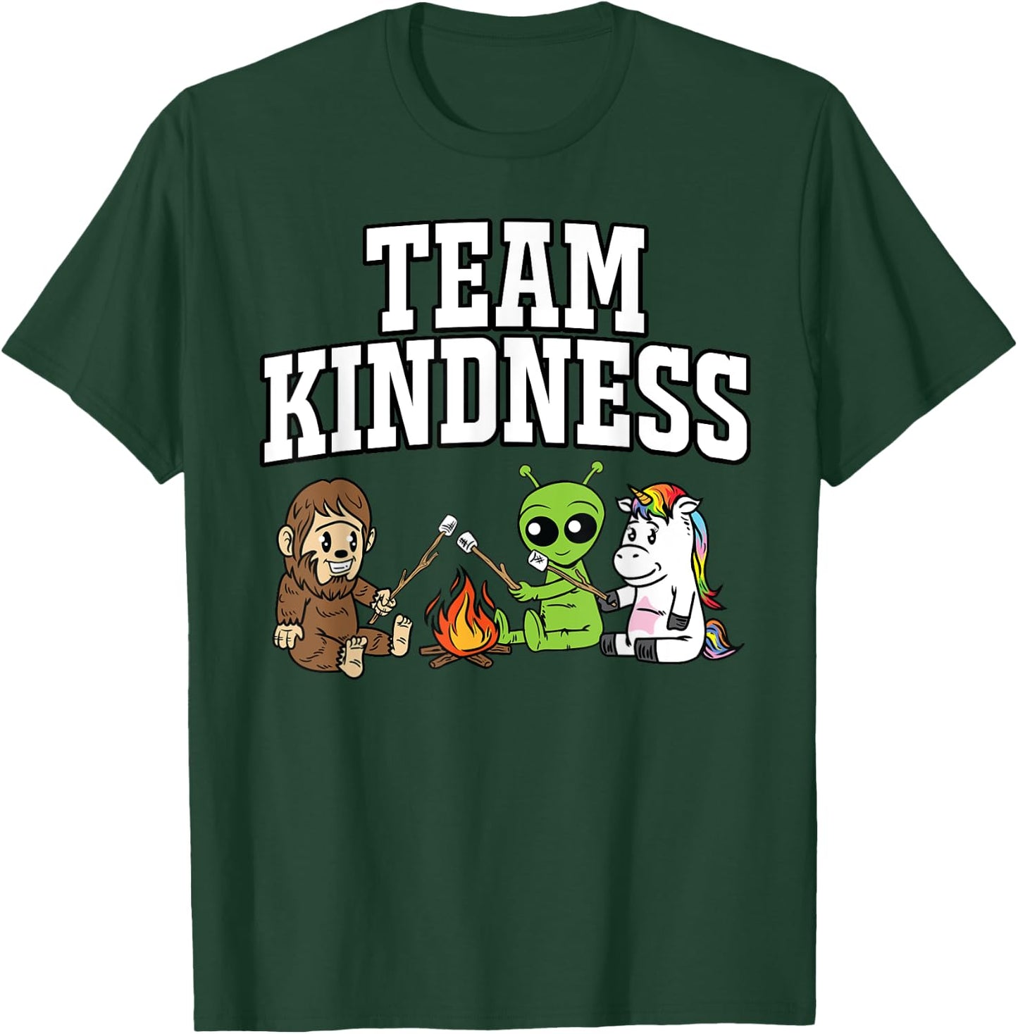 Team Kindness Sasquatch Alien Unicorn Teacher Shirt Gift Men Women Kids T-Shirt - T-Shirt | Forest