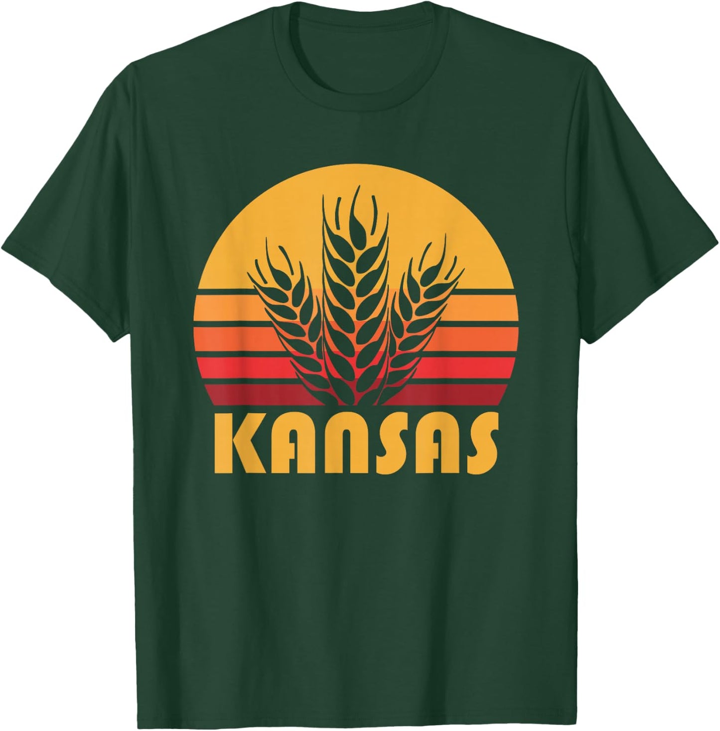 Retro Kansas Wheat Shirt, Vintage Grain Farming Gift T-Shirt - T-Shirt | Forest